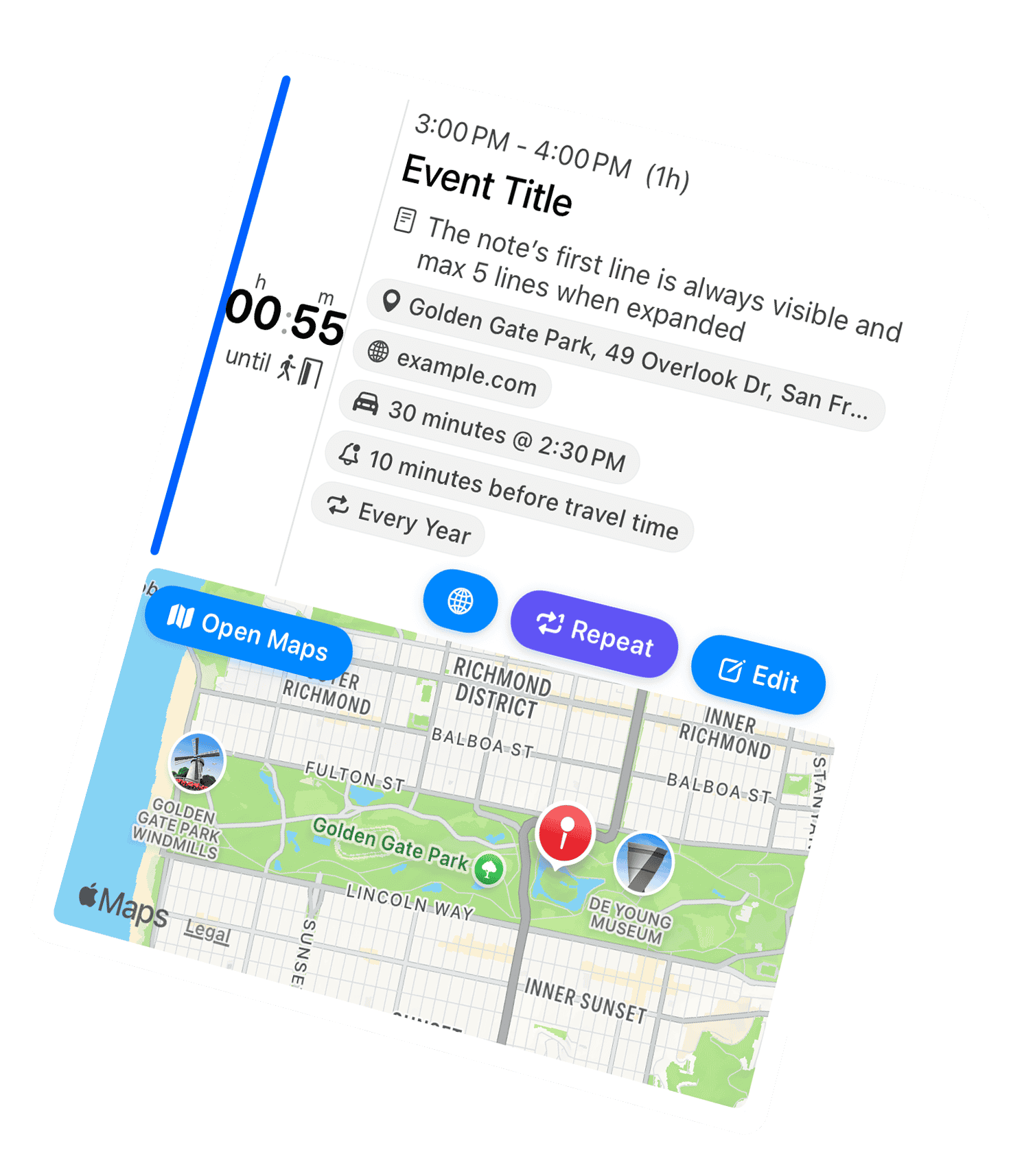 Inline Event Details & One-Tap Done
